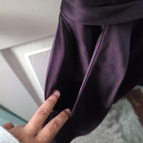 Bill Levkoff Womens Sz 2 Purple Satin Strapless Mini Dress Pleated Flowy Dress - Picture 3 of 5